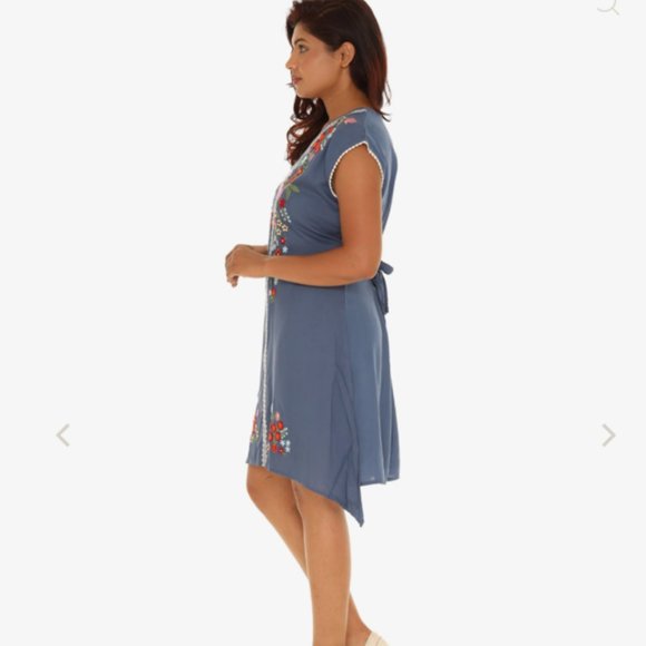 Shoreline Wear Embroidered Dress Floral Blue Small Brand New - Picture 2 of 15
